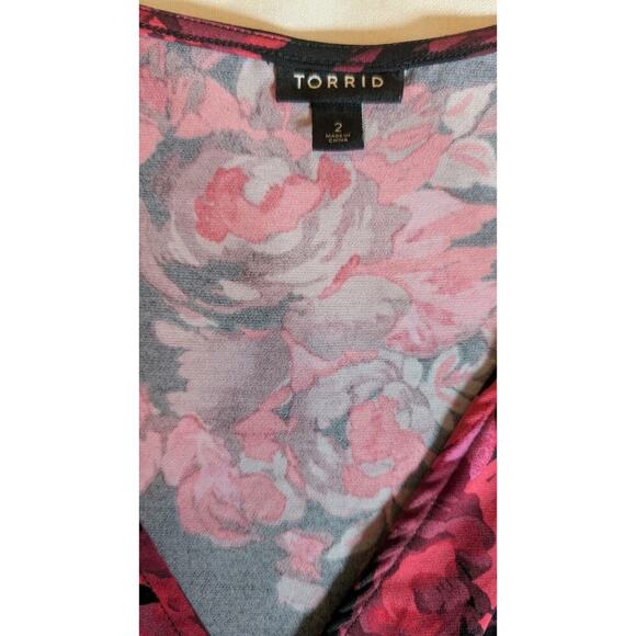 Torrid Chiffon Babydoll Sheer Sleeve Balloon Wrist Blouse Size 2 / 2X - Picture 4 of 7